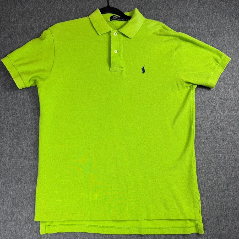 Polo Ralph Lauren Polo Shirt Mens M Lime Green Short Sleeve Pique Pony Logo